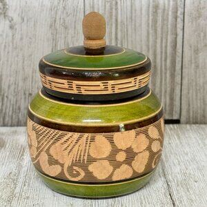 Vintage Hand Carved Wood Trinket Box